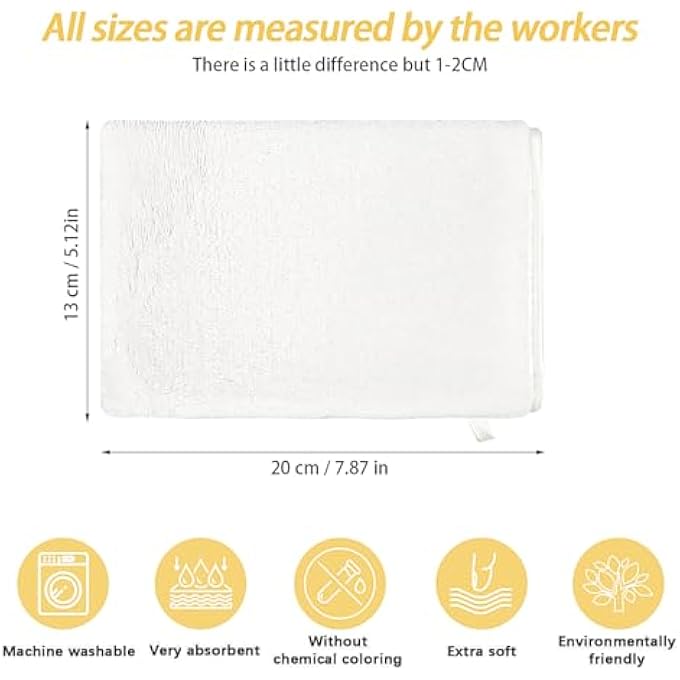 Phogary 6 PACK FLANNEL FACE CLOTHS FACE BODY WASH CLOTH, SUPER ABSORBENT & SOFT FACIAL MITTS, REUSABLE MAKEUP REMOVER WASH GLOVES BATH MITT, WHITE TOWEL SMALL HAND TOWELS-13X20CM - Image 3